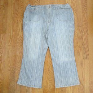 CAROLINA BLUES WOMENS SIZE 18 CAPRI JEANS BLUE STRIATED DENIM CROPPED PANTS FLEX
